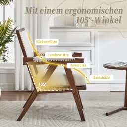 Mid-Century Modern Lounge Chair Fabric Upholstered Wooden Frame Single Sofa with Armrests for Home Office Living Room