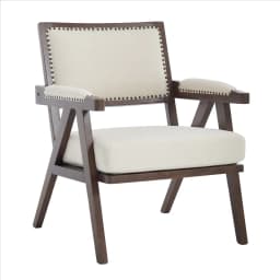 Mid-Century Modern Lounge Chair Fabric Upholstered Wooden Frame Single Sofa with Armrests for Home Office Living Room