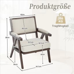 Mid-Century Modern Lounge Chair Fabric Upholstered Wooden Frame Single Sofa with Armrests for Home Office Living Room