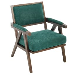 Mid-Century Modern Lounge Chair Fabric Upholstered Wooden Frame Single Sofa with Armrests for Home Office Living Room
