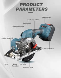 DWiusty 5 Inch Brushless Electric Circular Saws 0-45° Adjustable 125mm Multifunctional Cutting Tool For Makita 21V Battery