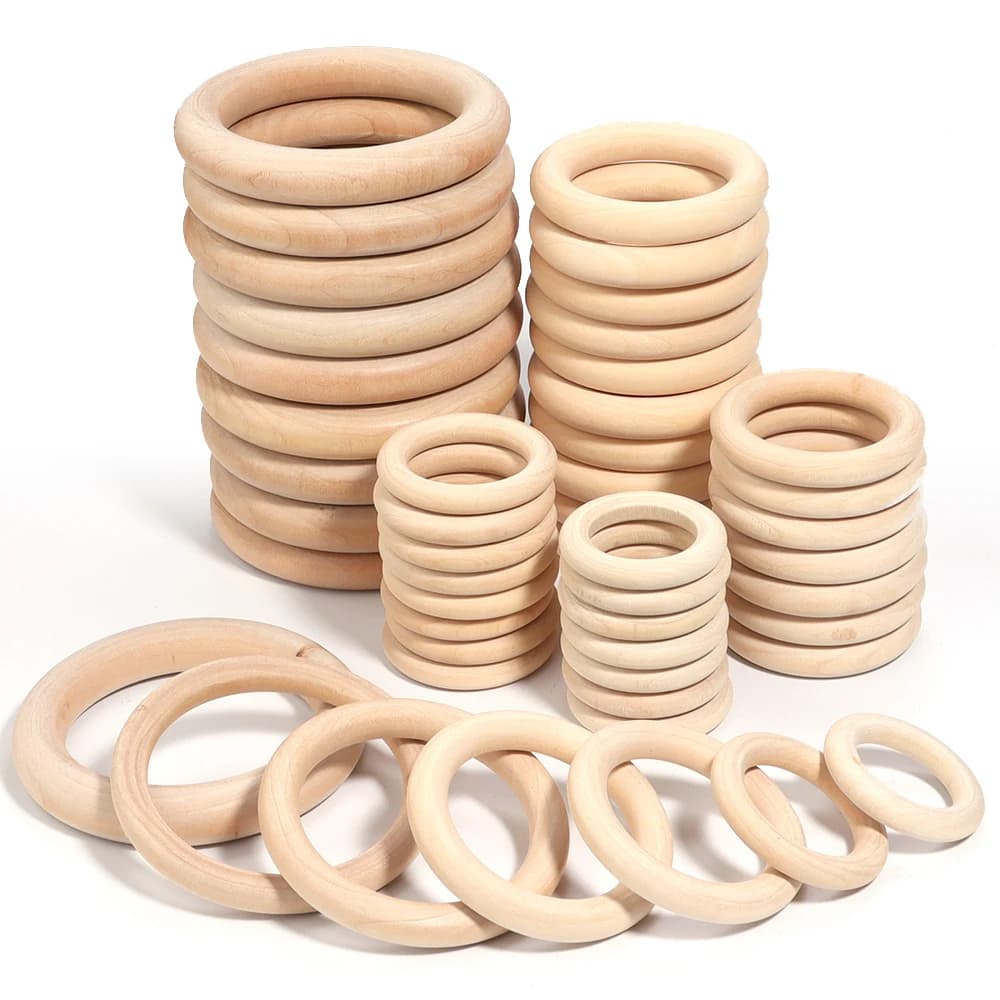 2-20pcs/Lot 15-100mm Solid Wooden Rings Natural Solid Wood Teething Ring for Macrame DIY Crafts Wood Hoops Ornaments Connectors