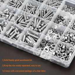 1059 screw, nut, and bolt combination kit, including round head screws, cross head bolts, with box