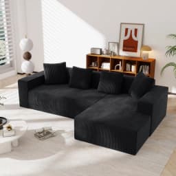 Comfy Upholstered Sectional Sofa 3-Seat L-Shaped Modern Couch Frameless Deep Seat for Living Room Bedroom