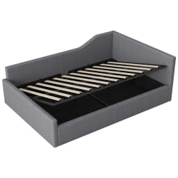 Space Saving Sofa Bed 140x200cm Grey Multifunctional Upholstered Daybed with Storage for Small Rooms