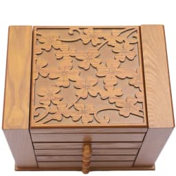 NEWEST 5 Tier Jewellery Box Storage Box,30 x 20 x 25cm, with 4 Drawers and Mirror for Rings, Earrings and Necklaces, Light Brown