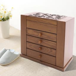 NEWEST 5 Tier Jewellery Box Storage Box,30 x 20 x 25cm, with 4 Drawers and Mirror for Rings, Earrings and Necklaces, Light Brown