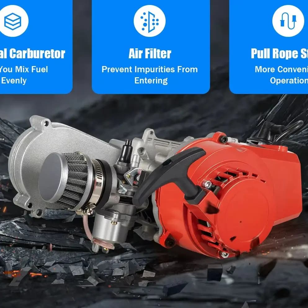 2 Stroke 49CC ATV Engine Air-Cooling Off-Road Engine Pull Start Engine Motor For Pocket Bike Mini Dirt Bike, Beach Bike Scooter