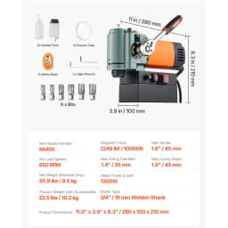 SucceBuy Low Profile Magnetic Drill Press 1300 W 1.4 in Boring Diameter 2248 lbf Power Portable Mag Drill Press 650RPM Speed