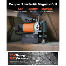 SucceBuy Low Profile Magnetic Drill Press 1300 W 1.4 in Boring Diameter 2248 lbf Power Portable Mag Drill Press 650RPM Speed