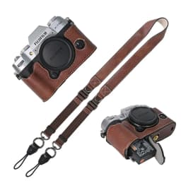 Litchi Skin PU Leather Half Case for Fujifilm Fuji XT50 XS10 XS20 XT30 XT30II XT20 XT10 XT5 XM5 Battery Opening Cover With Strap