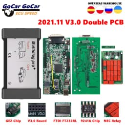 Multidiag Pro 2021.11 Real 9241A V3.0 Red NEC Relays Double PCB Bluetooth OBD2 Diagnostic Scanner for Car/Truck