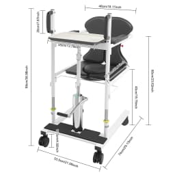 Patient Lift Transfer Chair,Hydraulic Lifting Wheelchair for Household,Hospital,Nursing Home,Adjustable Height,180° Split Seat