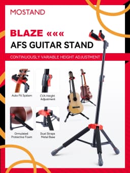 AWEDA Premium Auto Fit Locking Single Tripod Guitar Stand – Stable Floor Stand for Electric, Acoustic & Bass Guitar