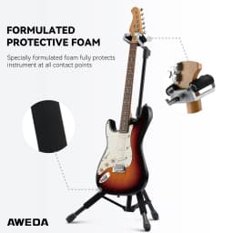 AWEDA Premium Auto Fit Locking Single Tripod Guitar Stand – Stable Floor Stand for Electric, Acoustic & Bass Guitar