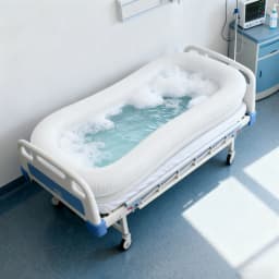 Bymaocar Double Layer Shower Bed Bathtub 220x100x38cm White Foldable Portable with Pump Hose for Elderly Patient Home Care Bathing