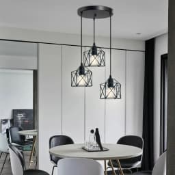 3-Light Industrial Ceiling Lamp Vintage E27 Ceiling Light with Iron Cage Lampshade for Living Room Dining Table Kitchen Pendant