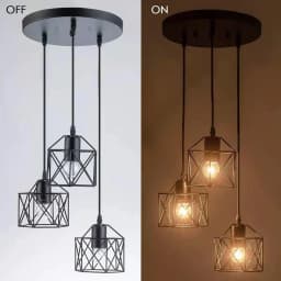 3-Light Industrial Ceiling Lamp Vintage E27 Ceiling Light with Iron Cage Lampshade for Living Room Dining Table Kitchen Pendant