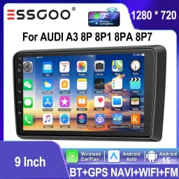ESSGOO 9" Android15 GPS Nav For Audi A3 8V S3 8P RS3 2003-2013 Car Stereo Radio Wireless Carplay Android Auto WIFI FM BT SWC RDS