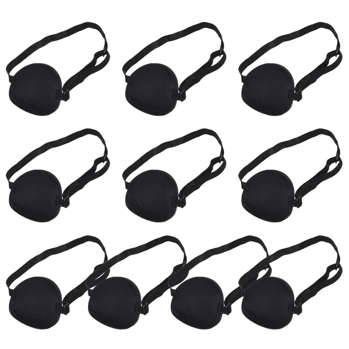 10Pcs Eye Patch Amblyopia Correction Single Eye Blindfold Sponge Adjustable Elastic Buckle For Kids Black Health Care Treatment