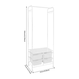 Rolling Clothes Rack, Clothing Rack with Wheels, Coat Rack with 4 Storage Boxes and 8 Hooks