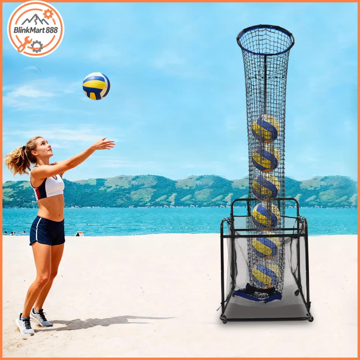 Height and Angle Adjustable Volleyball Setter Training Equipment| Rolling Volleyball Setting Trainer Setter Net