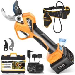 SWANSOFT 0-40mm Pruning Shear 1050W Brushless,dual 21V 4Ah battery Anti-Fatigue with Waist Bag for Grape Fruit Tree PRPU40
