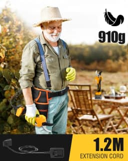 SWANSOFT 0-40mm Pruning Shear 1050W Brushless,dual 21V 4Ah battery Anti-Fatigue with Waist Bag for Grape Fruit Tree PRPU40