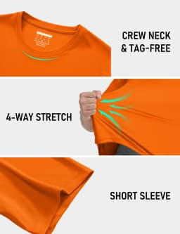 Men's Short Sleeve UPF 50+ Shirt Sun Protection SPF UV Moisture Wicking Lightweight Quick Dry Swim Rash Guard Athletic Running