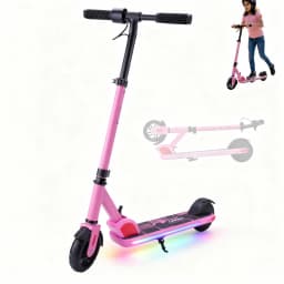 Child Electric Scooter 150W for Ages 6-12, 10 MPH & 7 Mile Range, Adjustable Speed & Height, Colorful LED Lights & Display