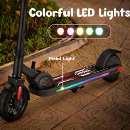 Child Electric Scooter 150W for Ages 6-12, 10 MPH & 7 Mile Range, Adjustable Speed & Height, Colorful LED Lights & Display