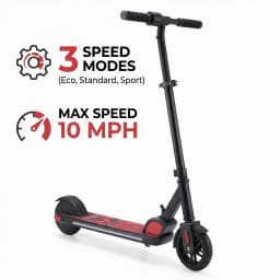 Child Electric Scooter 150W for Ages 6-12, 10 MPH & 7 Mile Range, Adjustable Speed & Height, Colorful LED Lights & Display