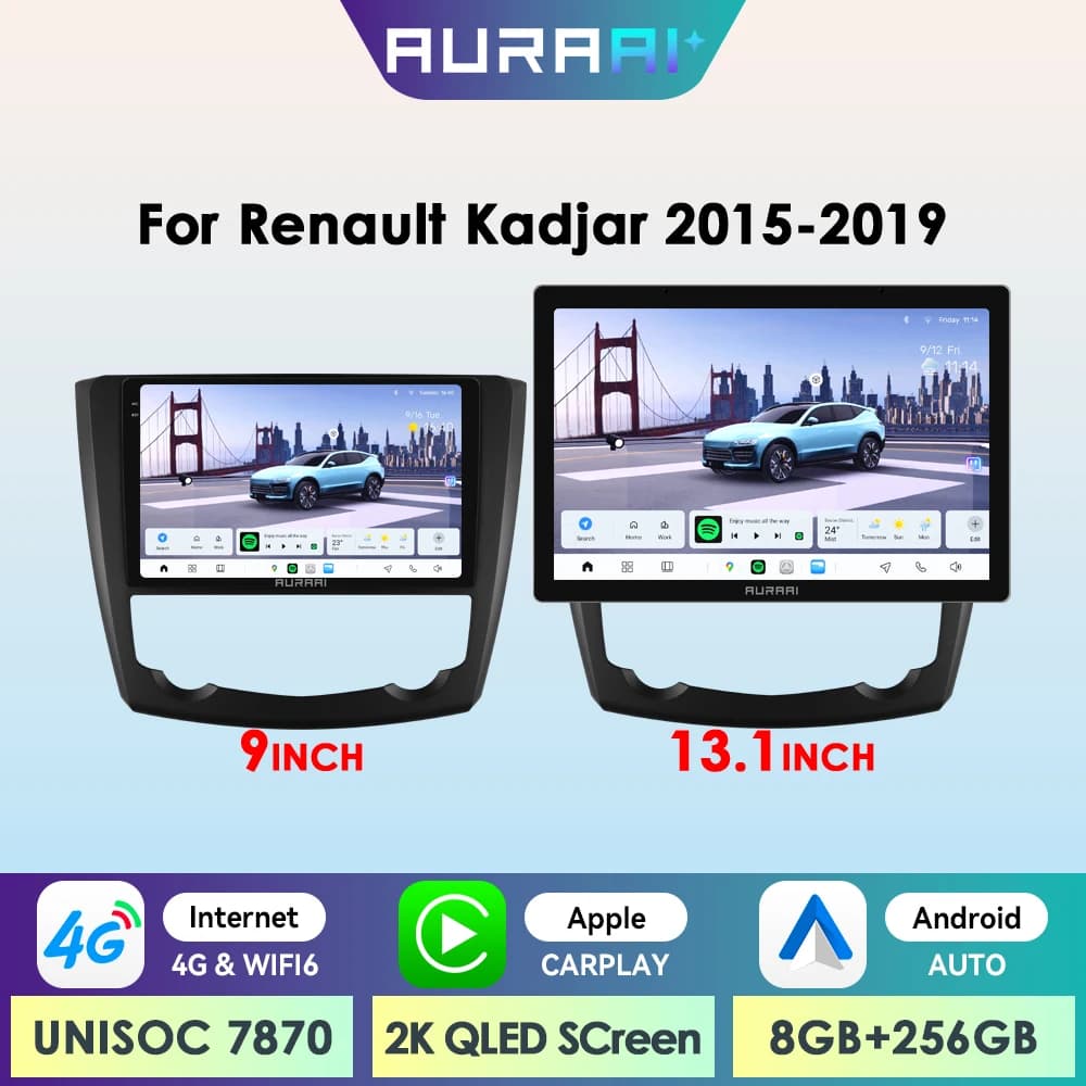 AURAAI X100 Android Car Intelligent Screen for Renault Kadjar 2015 - 2019 UIS7870 DSP RDS GPS SWC Auto CarPlay ADAS 360°CAM