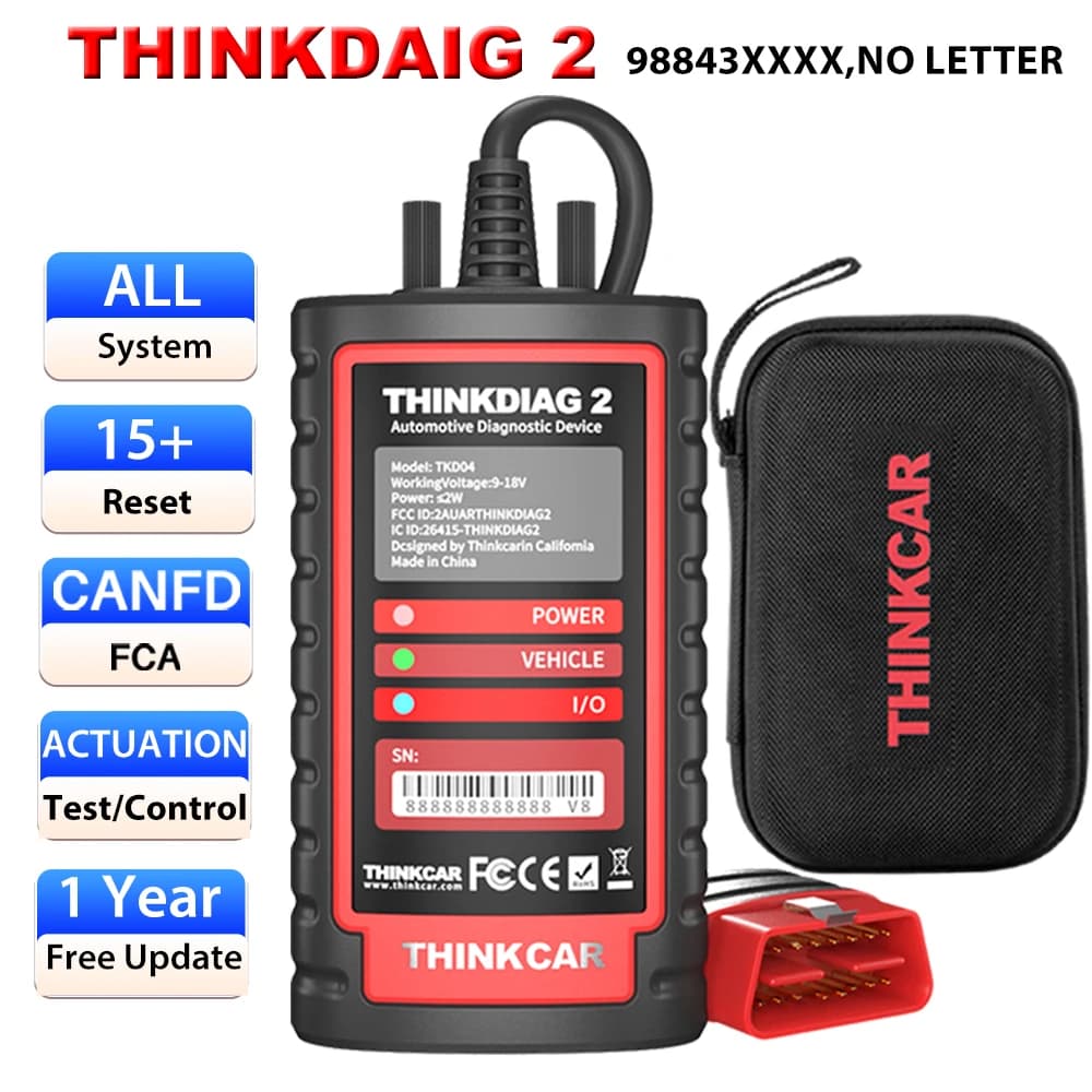 THINKCAR ThinkDiag 2 ALL system 1 Year Free Update CAR Diagnostic tools CAN FD ECU Coding Bi Directional 15 reset OBD2 Scanner