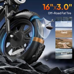 E-Bike 16 Inch 1000W 48V 7.5Ah Removable & Fast Charge 40 Miles Hydraulic Front Suspension Dual Disc Brakes Naviga