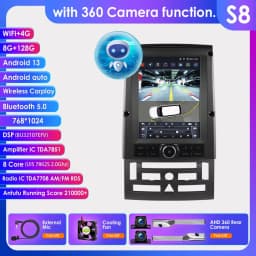 2din Android Car Radio for Peugeot 407 2004 - 2011 6115 GPS Car Intelligent 360Cam Wireless Carplay 9.7inch Vertical Screen WIFI
