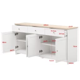 Anajqaqia Buffet Cabinet, Spacious Kitchen Cabinet with 3 Drawers and Adjustable Shelves, for Living Room, Kitchen, White