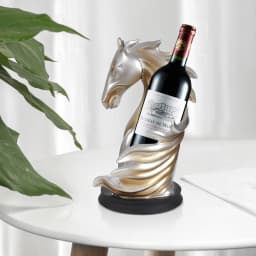 Elegant Horse Head Wine Bottle Holder Silver Gold Resin Modern Decorative Rack for Home Bar Kitchen Office Gift