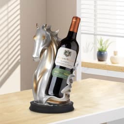 Elegant Horse Head Wine Bottle Holder Silver Gold Resin Modern Decorative Rack for Home Bar Kitchen Office Gift