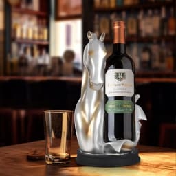 Elegant Horse Head Wine Bottle Holder Silver Gold Resin Modern Decorative Rack for Home Bar Kitchen Office Gift