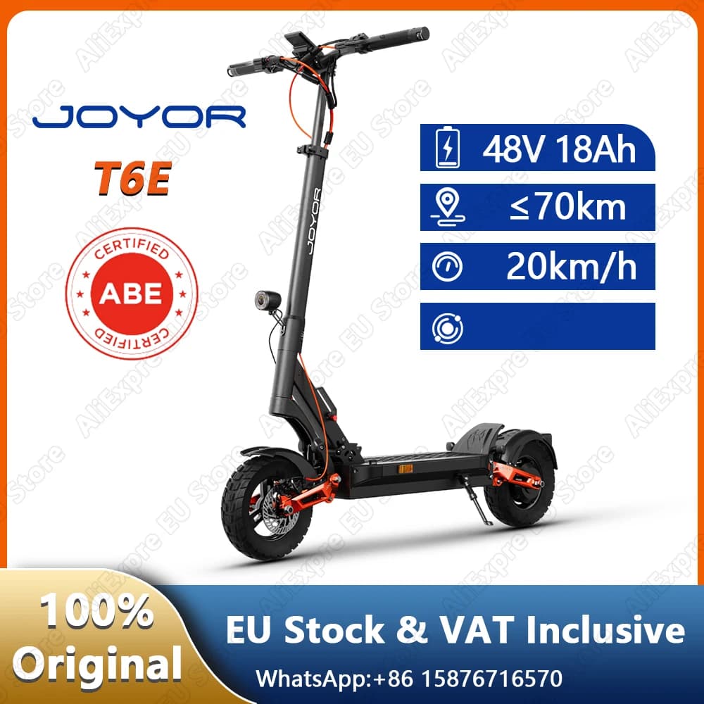 JOYOR T6E Scooter Electric with ABE Certification Double Disc Brake Scooter W/ Front and Rear Turn Signals E-Scooter