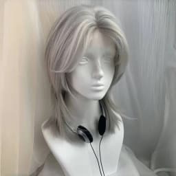 Lolita Synthetic Wig Forehead Lace Wolf Tail Short Curly Hair Silver Grey Layering Daily Fluffy Wig Full Head Unisex Daily