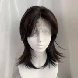 Lolita Synthetic Wig Forehead Lace Wolf Tail Short Curly Hair Silver Grey Layering Daily Fluffy Wig Full Head Unisex Daily