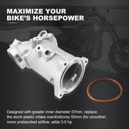 M8 Intake Manifold 57mm Air Intake For Harley Street Glide Road Glide Road King Special Softail Standard Street Bob Fat Bob Fat Boy 114 Breakout Low Rider Electra Glide Tri Glide Heritage Classic