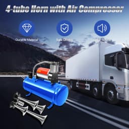 6L Air Compressor with 4 Air Horn Kit DC 12V Air Compressor Pump Air Horn Compressor 150psi Air Compressor System for Auto Repai