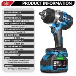 ONEVAN 2800N.M Brushless Electric Impact Wrench High Torque Cordless Screwdriver Drill Power Tool For Makita 18V Battery Pin
