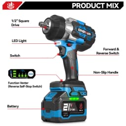 ONEVAN 2800N.M Brushless Electric Impact Wrench High Torque Cordless Screwdriver Drill Power Tool For Makita 18V Battery Pin