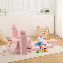 12Pcs Modular Kids Play Couch Fold Out Kids Play Sofa Set with Balls & Tunnel Children Convertible Sofa Soft Foam Sectional