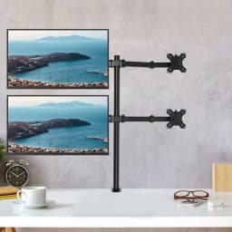 4 Monitor Stand Mount Adjustable Height Free Standing Desk Mount Fits up to 27In Each Capacity 19.8lbs for Offices