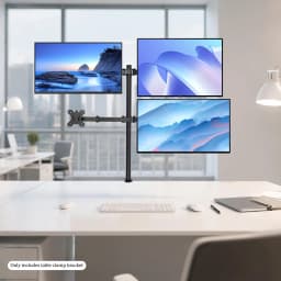 4 Monitor Stand Mount Adjustable Height Free Standing Desk Mount Fits up to 27In Each Capacity 19.8lbs for Offices